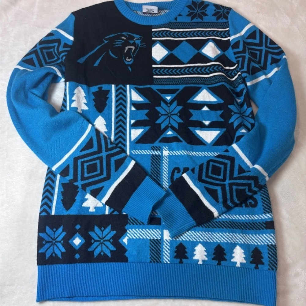 NFL Blue and Black Patterned Crewneck Sweater